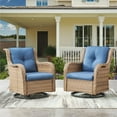 thumbnail image 1 of PARKWELL 2PCS Outdoor Swivel Gliders - Patio Wicker Bistro Furniture Set for Porch Balcony Backyard - Blue Cushioned Swivel Rocking Chairs in Yellow Wicker, 1 of 8