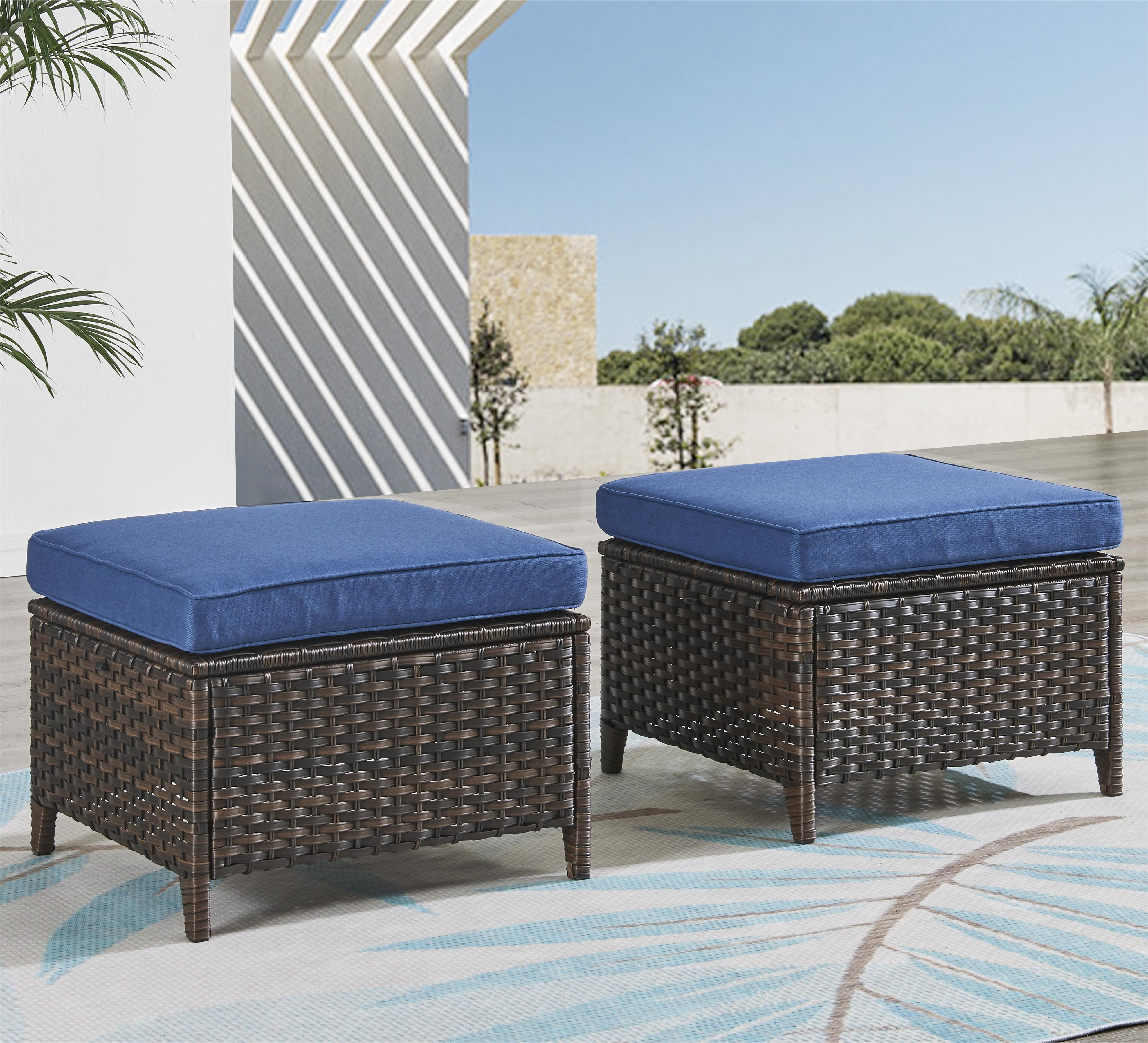 PARKWELL 2PCS Patio Rattan Ottoman Outdoor Foot Rest with Gray