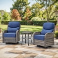 thumbnail image 1 of PARKWELL 3-Piece Outdoor Swivel Glider Chair with Side Table,Luxury High Back 6-Inch Thick Cushions Swivel Rocker Rocking Lounge Chair,Patio Bistro Set for Porch Deck Backyard,Gray/Navy, 1 of 10