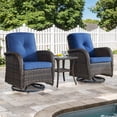 thumbnail image 1 of PARKWELL 3-Piece Outdoor Swivel Gliders with Thick Cushions and Side Table,Rattan Wicker Bistro Furniture Set,Brown Wicker,Blue Cushion, 1 of 14