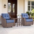 thumbnail image 1 of PARKWELL 3-Piece Outdoor Swivel Rocker Chair with Side Table,All-Weather Rattan Swivel Glider Rocking Lounge Chair,Patio Bistro Set for Porch Deck Backyard,Brown/Navy, 1 of 9