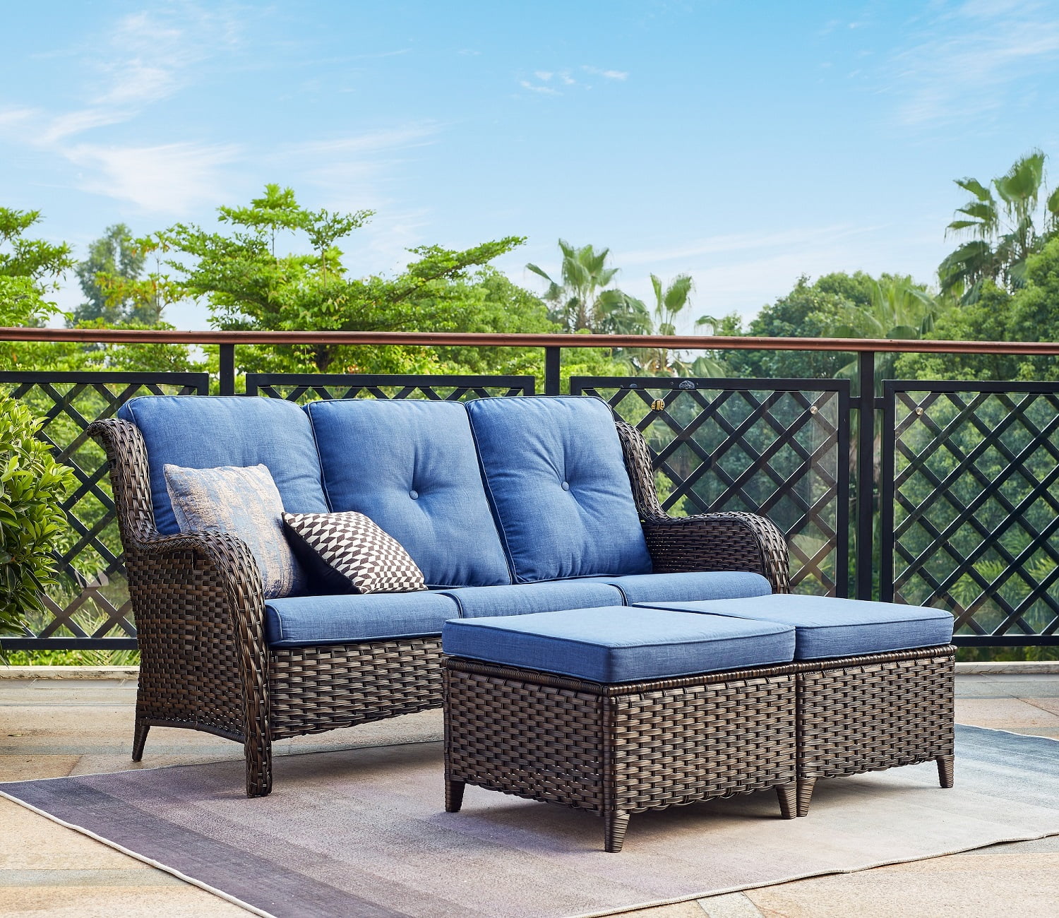 Blue cushion patio furniture cheap