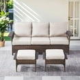 thumbnail image 1 of PARKWELL 3-Piece Patio Sofa Couch with Cushioned Ottoman Seat Foot Rest,Outdoor Rattan Wicker Conversation Furniture Sets,Beige, 1 of 11