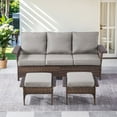 thumbnail image 1 of PARKWELL 3-Piece Patio Sofa Couch with Cushioned Ottoman Seat Foot Rest,Outdoor Rattan Wicker Conversation Furniture Sets,Gray, 1 of 11