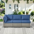 thumbnail image 1 of PARKWELL 3-Pieces Outdoor Modular 3 Seats Sofa,All-Weather Patio Rattan Wicker Couch Deep Seat Furniture Set with Cushion,Taupe/Navy, 1 of 9