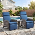 thumbnail image 1 of PARKWELL 3 Pieces Outdoor Recliner Chair Set,Patio Reclining Lounge Chair with Side Table,All-Weather Wicker Adjustable Cushioned Recliner with Footrest for Garden Balcony Yard, Navy, 1 of 7