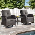 thumbnail image 1 of PARKWELL 3 Pieces Outdoor Swivel Gliders Rocker Set,High Back Wicker Patio Chairs with Side Table,Brown Rattan Deep Seating Furniture with Non-Slip Gray Cushion for Porch Deck Backyard, 1 of 6