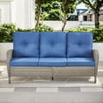 thumbnail image 1 of PARKWELL 3-Seat Patio Wicker Couch Outdoor Rattan Sofa Furniture with Thick Navy Cushions for Porch Balcony Backyard,Gray Wicker, 1 of 9