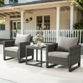 thumbnail image 1 of PARKWELL 3PCS Outdoor Wicker Chair Set with Coffee Table,Patio Rattan Conversation Bistro Set with Gray Cushions, 1 of 10
