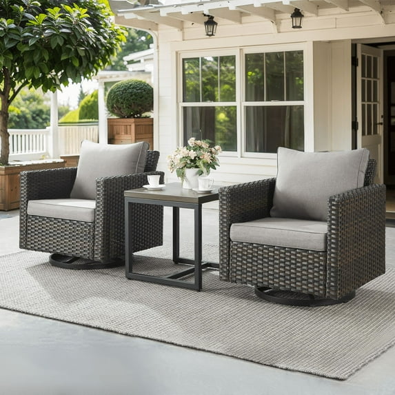 PARKWELL 3-Piece Outdoor Bistro Sets with Steel Frame and Cushions,Brown/Gray