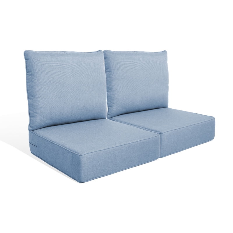 PARKWELL 4-Piece Outdoor Deep Seat Cushion Set, 22 x 24, Water Repellent, Fade Resistant, 6-Inch Thicken Deep Seat Bottom and Back Cushion for Chair, Sofa, and Couch, Baby Blue