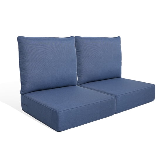 PARKWELL 4-Piece Outdoor Deep Seat Cushion Set, 22 x 24, Water Repellent, Fade Resistant, 6-Inch Thicken Deep Seat Bottom and Back Cushion for Chair, Sofa, and Couch, Navy