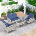 thumbnail image 1 of PARKWELL 4-Piece Outdoor Patio Conversation Furniture Set for Backyard, Deck w/Armchairs,Loveseat,Coffee Table, All-Weather Wicker Sectional Seating Group with Cushions, 1 of 10