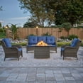 thumbnail image 1 of PARKWELL 4-Piece Outdoor Patio Furniture Set 5-Seat High Back Conversation Set with 41" Fire Pit Table and Deep Seat Wicker Chairs for Patio Garden Deck,Gray Wicker Navy Cushions, 1 of 8