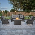 thumbnail image 1 of PARKWELL 4-Piece Outdoor Patio Furniture Set 5-Seat High Back Conversation Set with 41" Fire Pit Table and Deep Seat Wicker Chairs for Patio Garden Deck,Brown Wicker Gray Cushions, 1 of 9