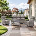thumbnail image 1 of PARKWELL 4 Piece Outdoor Patio Furniture Set,All-Weather High Back Conversation Set with Luxury 6-Inch Thick Cushions,Swivel Glider Chair,5-Seat Furniture Sets for Garden, Deck, Backyard,Gray/Gray, 1 of 8