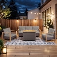 thumbnail image 1 of PARKWELL 4 Piece Outdoor Patio Furniture Set with Fire Pit Table,All-Weather Conversation Set with 3-Seat Sofa,Wicker Lounge Chairs,Patio Fire Pit Seating Sets for Backyard Gatherings, Brown/Gray, 1 of 13