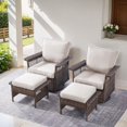 thumbnail image 1 of PARKWELL 4-Piece Outdoor Swivel Gliders with Ottoman Seat Foot Rest,360 Degree Swivel Rocker Chair Rattan Wicker Conversation Bistro Furniture Sets,Beige, 1 of 11