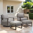 thumbnail image 1 of PARKWELL 4-Piece Outdoor Swivel Gliders Rocker with Soft Cushions,Ottoman Seat Foot Rest,All-Weather Wicker Patio Conversation Seating Furniture Set for Deck or Garden,Gray, 1 of 10