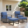 thumbnail image 1 of PARKWELL 4-Piece Outdoor Swivel Gliders Rocker with Soft Cushions,Ottoman Seat Foot Rest,All-Weather Wicker Patio Conversation Seating Furniture Set for Deck or Garden,Navy, 1 of 10
