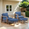 thumbnail image 1 of PARKWELL 4-Piece Patio Wicker Lounge Chairs with Soft Cushions,Ottoman Seat Foot Rest,Outdoor All-Weather Rattan Conversation Seating Furniture Set for Deck or Garden,Navy, 1 of 10