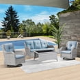 thumbnail image 1 of PARKWELL 4 Pieces Outdoor Patio Furniture Set Wicker Rattan Swivel Glider Chairs Cushioned Sofa Coffee Table All-Weather Conversation Sectional with Anti-Slip Cushions for Balcony, 1 of 8