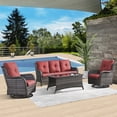 thumbnail image 1 of PARKWELL 4 Pieces Outdoor Patio Furniture Set Wicker Rattan Swivel Glider Chairs Cushioned Sofa Dining Table All-Weather Conversation Sectional with Anti-Slip Cushions for Balcony, 1 of 8