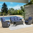 thumbnail image 1 of PARKWELL 4 Pieces Outdoor Patio Furniture Set Wicker Rattan Swivel Glider Chairs Cushioned Sofa Dining Table All-Weather Conversation Sectional with Anti-Slip Cushions for Balcony, 1 of 8