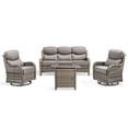 thumbnail image 1 of PARKWELL 4 Pieces Outdoor Patio High Back Furniture Set with Fire Pit Table, Luxury 6" Thick Conversation Set with Swivel Glider Chairs,Wicker Seating Set for Deck, Backyard,Gray/Gray, 1 of 12