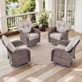 thumbnail image 1 of PARKWELL 4 Pieces Patio Furniture Set, Outdoor Swivel Gliders Rocker, All-Weather Wicker Conversation Set with Rattan Rocking Chair and 5" Thick Cushion for Porch Deck, Brown/Beige, 1 of 9