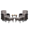 thumbnail image 1 of PARKWELL 5-Piece Outdoor Swivel Glider Chair with Ottoman,Side Table,Patio Swivel Rocker Lounge Conversation Bistro Furniture Sets,Gray, 1 of 11