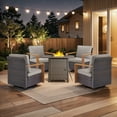 thumbnail image 1 of PARKWELL 5 Piece Patio Fire Pit Sets,All-Weather Conversation Set with 4 Swivel Glider Chair and 30" Fire Pit Table,Outdoor Patio Seating Furniture Set for Backyard Gatherings, Brown/Gray, 1 of 10