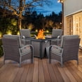 thumbnail image 1 of PARKWELL 5 Pieces 4-Seat Outdoor Conversation Set with 30" Fire Pit Table and Deep Seat Lounge Accent Armchairs,Brown Wicker and Gray Cushions, 1 of 12