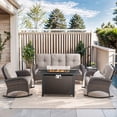 thumbnail image 1 of PARKWELL 5 Pieces Outdoor Patio Furniture Set with Fire Pit Table,All Weather Wicker Rocking Chairs for Garden Lawn Balcony Porch Deck,Brown/Beige, 1 of 13