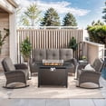 thumbnail image 1 of PARKWELL 5 Pieces Outdoor Patio Furniture Set with Fire Pit Table,All Weather Wicker Rocking Chairs for Garden Lawn Balcony Porch Deck,Brown/Gray, 1 of 13