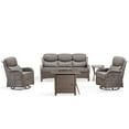 thumbnail image 1 of PARKWELL 5 Pieces Outdoor Patio High Back Furniture Set with Fire Pit Table, Luxury 6" Thick Conversation Set with Swivel Glider Chairs,Wicker Seating Set for Deck, Backyard,Brown/Gray, 1 of 13