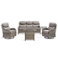 thumbnail image 1 of PARKWELL 5 Pieces Outdoor Patio High Back Furniture Set with Fire Pit Table, Luxury 6" Thick Conversation Set with Swivel Glider Chairs,Wicker Seating Set for Deck, Backyard,Gray/Gray, 1 of 13
