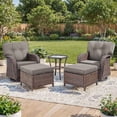 thumbnail image 1 of PARKWELL 5 Pieces Patio Furniture Set, Outdoor Swivel Gliders Rocker, All-Weather Wicker Conversation Set with Rattan Rocking Chair, Ottoman and 5" Thick Cushion for Porch Deck, Brown/Gray, 1 of 10