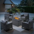 thumbnail image 1 of PARKWELL 5 Pieces Patio Rattan Furniture with 41" Fire Pit Table and Deep Seat Lounge Accent Armchairs,Gray Wicker and Gray Cushions, 1 of 6