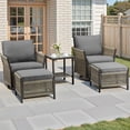 thumbnail image 1 of PARKWELL 5PCS Outdoor Swivel Glider Chairs Set, All-Weather Wicker Conversation Furniture with Swivel Rocking Chair, Ottomans,Oversized Deep Seat Rocker Lounge Chairs for Porch Balcony, Gray, 1 of 10