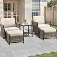 thumbnail image 1 of PARKWELL 5PCS Outdoor Swivel Glider Chairs Set, All-Weather Wicker Conversation Furniture with Swivel Rocking Chair, Ottomans,Oversized Deep Seat Rocker Lounge Chairs for Porch Balcony, Beige, 1 of 10