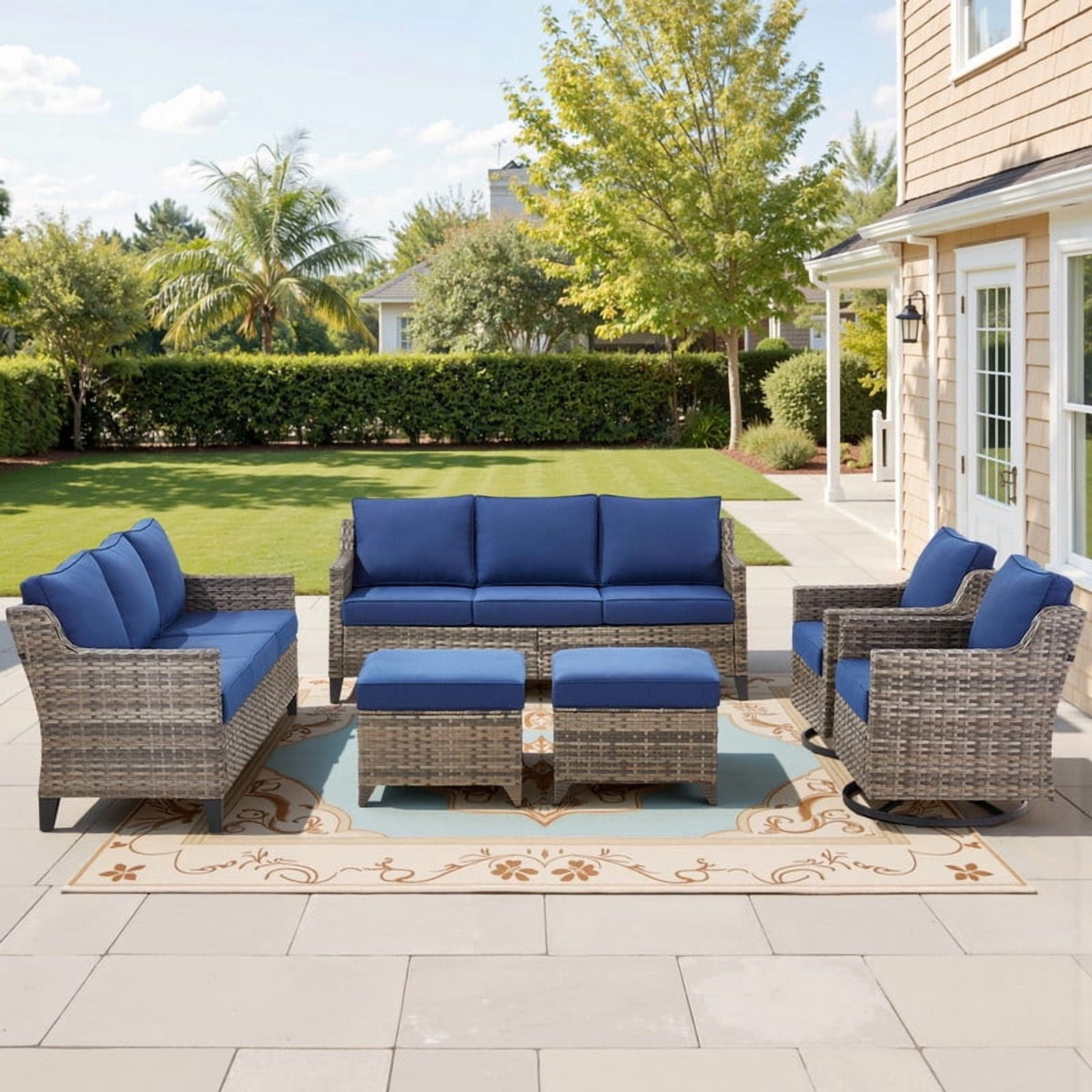 Patiño Resty PARKWELL 6 Piece Outdoor Patio Furniture Set,All-Weather Rattan ...