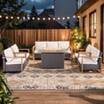 thumbnail image 1 of PARKWELL 6-Piece Patio Fire Pit Sets,All-Weather Conversation Set with Wicker Lounge Chair, Swivel Glider,7-Seat Outdoor Patio Seating Furniture Set for Backyard Gatherings, Brown/Beige, 1 of 17