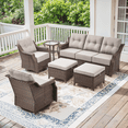 thumbnail image 1 of PARKWELL 6 Pieces Outdoor Patio Furniture Set,Luxury 6" Thick Conversation Set with Swivel Glider Chairs,All-Weather Seating Furniture Set for Backyard Deck, Brown/Beige, 1 of 17