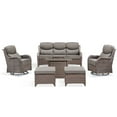 thumbnail image 1 of PARKWELL 6 Pieces Outdoor Patio High Back Furniture Set with Fire Pit Table, Luxury 6" Thick Conversation Set with Swivel Glider Chairs,Wicker Seating Set for Deck, Backyard,Brown/Gray, 1 of 13