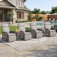 thumbnail image 1 of PARKWELL 6 Pieces Outdoor Recliner Chair Set,Patio Reclining Lounge Chair with Side Table,All-Weather Wicker Adjustable Cushioned Recliner with Footrest for Garden Balcony Yard, Beige, 1 of 7