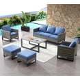 thumbnail image 1 of PARKWELL 6 Pieces Outdoor Sectional Sofa Furniture Sets - Wicker Rattan Conversation Dining Furniture Set with Cushions - Blue, 1 of 12