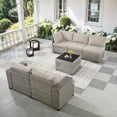 thumbnail image 1 of PARKWELL 6-Pieces Patio Furniture Sets,Outdoor Modular Sectional Sofa Set with Coffee Table,All-Weather Rattan Wicker Conversation Set for Backyard Deck,Taupe/Beige, 1 of 11