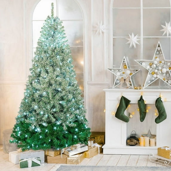 PARKWELL 7.6ft Pre-Lit Christmas Tree w/ 300 LED Lights,Artificial Christmas Tree Holiday Decor,Green