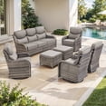thumbnail image 1 of PARKWELL 7 Piece Outdoor Patio Furniture Set,All-Weather High Back Conversation Set with Luxury 6-Inch Thick Cushions,Swivel Glider Chair,9-Seat Furniture Sets for Garden, Deck, Backyard,Gray/Gray, 1 of 8